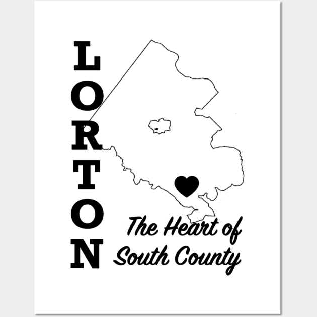 Lorton, Heart on the Map - Black Wall Art by Swift Art